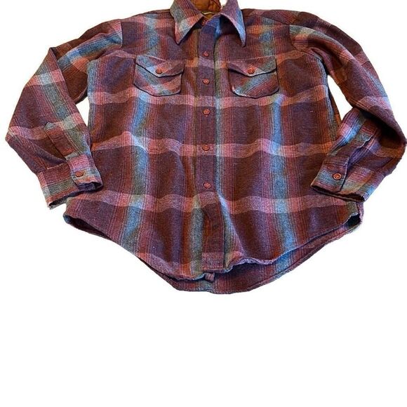 Hitman Men’s Red Wool Plaid Flannel Long Sleeve Button-Up Shirt Size Medium - Picture 1 of 9